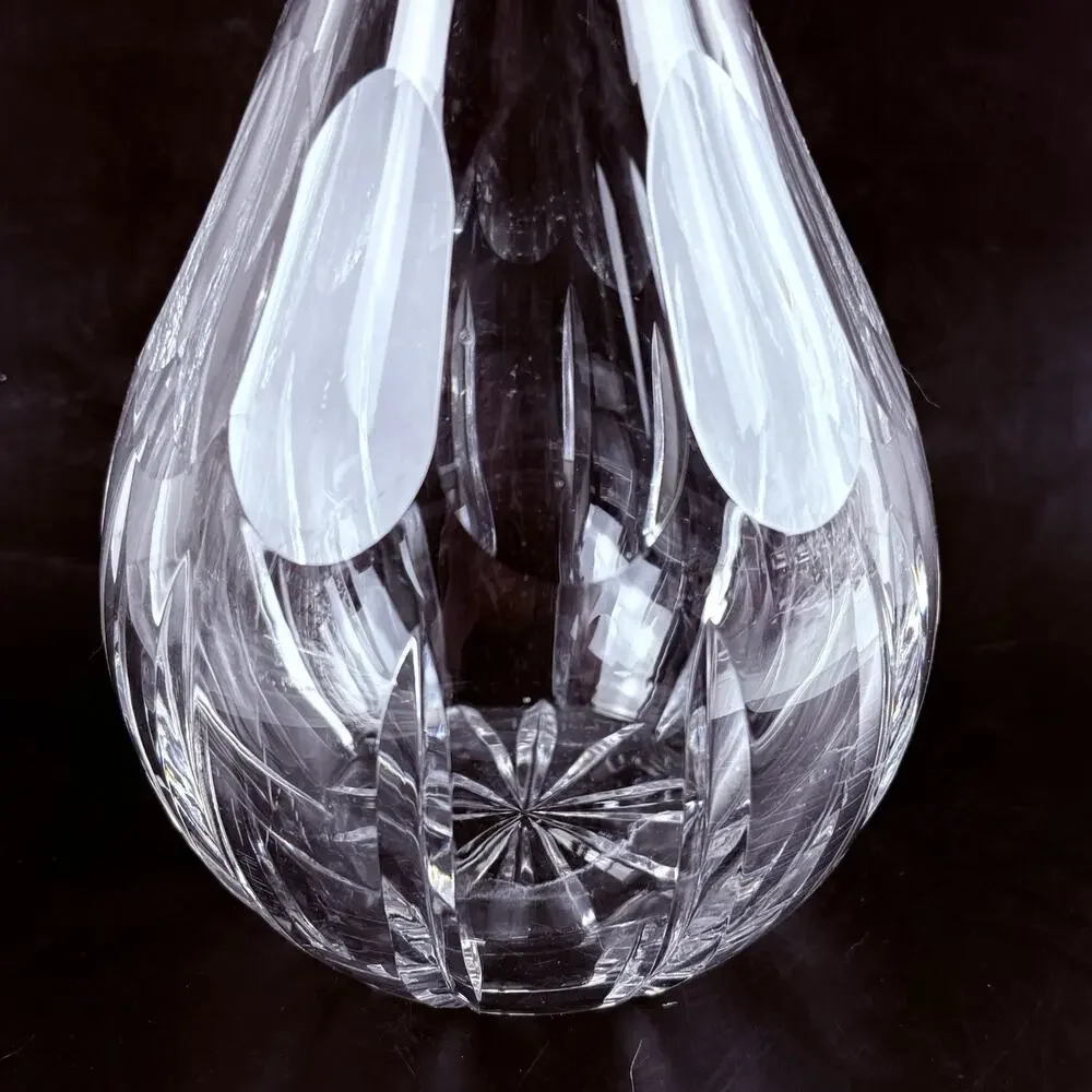 Vintage European Style Cut Crystal Whiskey Decanter Stopper Heavy Barware 14”